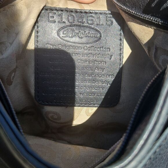 Brighton Black Leather Flower Appliqué Shoulder Bag - Picture 8 of 9